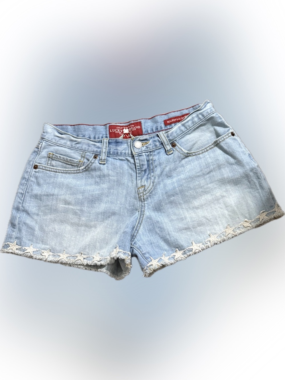 Lucky Brand Boardwalk Jean Shorts Size 24 00 Distressed Raw Hem Denim
